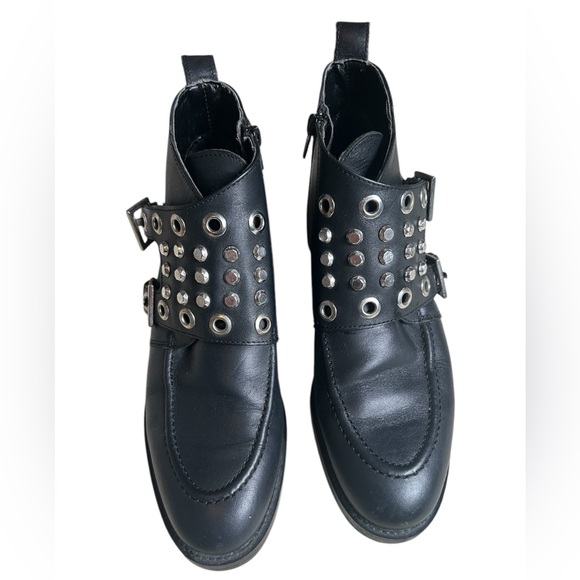 Zara Black Ankle Boots with Silver Studs - Picture 1 of 7